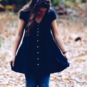 Blue Babydoll Button Down